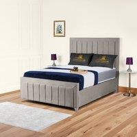 UK Bed Furniture Sierra Upholstered Bed Frame with 48 Headboard - Slatted Base in Light Grey | Size: Single