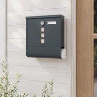 SONGMICS Compact Wall Mounted Post Box with Lock & Lid in Dark Grey