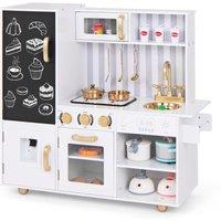 Costway Pretend Play Kitchen Wooden Toy Set for Kitchen Accessory Playset in White