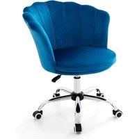 Costway Modern Rolling Accent Chair Upholstered Leisure Chair 360 Swivel Armchair in Blue
