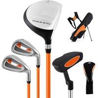 Gymax Complete Golf Clubs Set Portable Golf Stand Bag For 8-10 Years Old in Orange