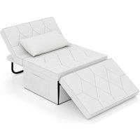 Gymax Folding Sofa Bed Ottoman Convertible Sleeper Sofa Chair Recliner in White