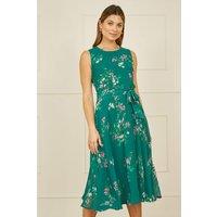 Yumi Women's Green Daisy Print Skater Dress | Size: 12