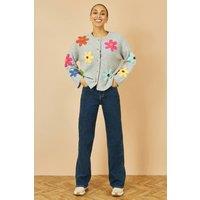 Yumi Women's Blue Dark Wash Stretch Wide Leg Jeans | Size: 10