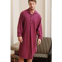 British Boxers Men's 'Cahors' Herringbone Brushed Cotton Nightshirt in Burgundy | Size: Small