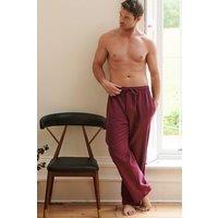 British Boxers Men's 'Cahors' Herringbone Brushed Cotton Pyama Trousers in Burgundy | Size: Medium