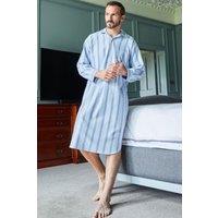 British Boxers Men's "Brighton Blue" Stripe Brushed Cotton Nightshirt in Light Blue | Size: Medium