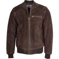 House of Leather Men's Mens Real Suede Bomber Jacket Baseball Varsity Reg in Dark Brown | Size: Small