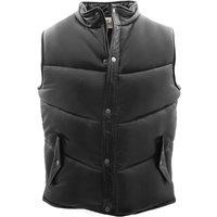 House of Leather Men's Mens Real Leather Puffer Gilet Leon in Black | Size: Medium
