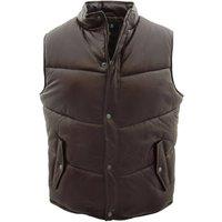 House of Leather Men's Mens Real Leather Puffer Gilet Leon in Dark Brown | Size: Medium