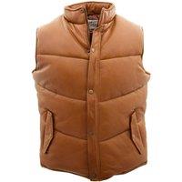 House of Leather Men's Mens Real Leather Puffer Gilet Leon in Tan | Size: Large