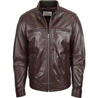 House of Leather Men's Mens Real Leather Jacket Standing Collar Style Tony in Brown | Size: 3XL