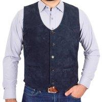 House of Leather Men's Mens Real Suede Waistcoat Classic Style Gilet Don in Navy | Size: Large