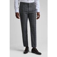 Ted Baker Men's Zion Charcoal Text Check Slim Trousers in Grey | Size: 44R