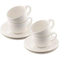 Belleek Living 'Erne' Teacup & Saucer Set of 4 in White