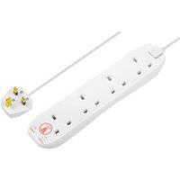 Masterplug 4 Socket Surge Protected Lead 2m 13A White