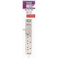 Status Extension Lead 240V 4-Gang + 2 Usb 13A 2M White