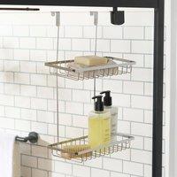 OHS Over-the-Door Shower Caddy Double Shelf Bathroom Organiser in Silver