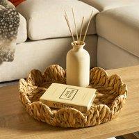 OHS Scallop Seagrass Tray Woven Water Hyacinth Decorative Organiser in Natural