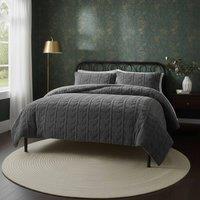 Snug City Ultra Soft Teddy Duvet Cover Set Leaves Embossed Cozy Fleece Bedding in Grey | Size: Single