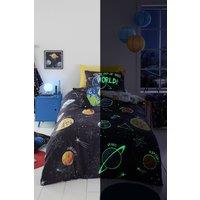 Bedlam 'Outer Space' Glow in the Dark Duvet Cover Set in Black | Size: Single