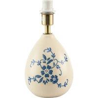 Happy Homewares Hand Painted Blue Floral Themed Ceramic Table Lamp Base with Switch
