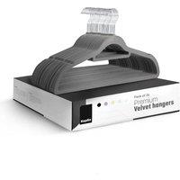 Keplin Velvet Hangers, Non-Slip Clothes Hangers with Tie Bar, 20 Pack in Grey