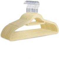Keplin Velvet Hangers, Non-Slip Clothes Hangers with Tie Bar, 20 Pack in Cream