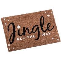 Samuel Alexander 60cm x 40cm Jingle All The Way Coir Doormat with PVC Backing in Brown | Size: 60 cm x 400 cm