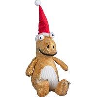 Samuel Alexander 60cm Tall Gold Plush Zilla Dino Sitting Decoration with Santa Hat