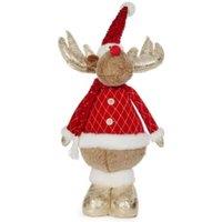 Samuel Alexander 65cm Standing Plush Golden Cupid Christmas Reindeer Decoration in Red