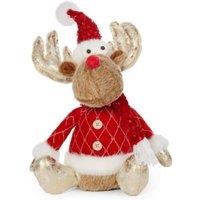 Samuel Alexander 35cm Sitting Plush Golden Prancer Christmas Reindeer Decoration