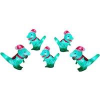 Samuel Alexander Set of 5 Christmas Dinosaur Ornaments with 40 White LEDs in Green