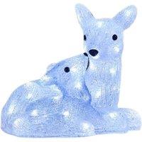 Samuel Alexander 27cm Light up Ice Frosted Christmas Doe & Fawn with LEDs in White