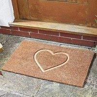 Marco Paul Tan Coir Love Heart Nonslip Doormat 75x45cm in Beige | Size: Medium