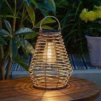 Marco Paul 26cm Solar Rattan Garden Lantern in Beige