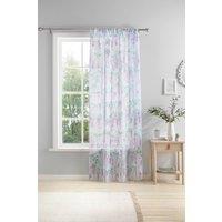 Dreams & Drapes 'Wisteria' Hand Painted Wisteria Print Voile Panel in Lilac | Size: 140 cm width x 122 cm drop