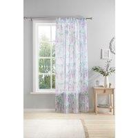 Dreams & Drapes 'Wisteria' Hand Painted Wisteria Print Voile Panel in Lilac | Size: 140 cm width x 137 cm drop