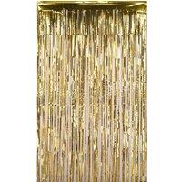 Neel Blue Foil Fringe Curtain Metallic Tinsel Backdrop Steamers - 1x3 Metres in Gold