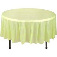Neel Blue 84" Round PVC Tablecloth, Disposable Plastic Table Cover in Bright Green
