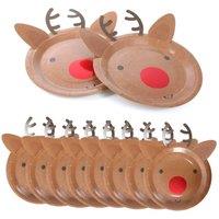 ILFD Group Ltd Pack of 10 Christmas Reindeer Paper Plates - 9 inch | Size: 2 Pack