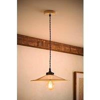 ValueLights Hampstead Metal Rolled Edge Tapered Flush Ceiling Light with Bulb in Cream
