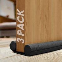 volila 3-Pack Double Sided Draught Excluder for Doors in Black