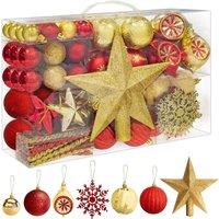 Pelle & Sol 108 Pieces Christmas Baubles Set - Assorted - Gold & Red Decorations | Size: 1 Pack