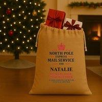 iWantoneofthose North Pole Express Mail Service Personalised Christmas Hessian Sack