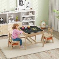 Costway Kids Table & Chairs 4 in 1 Wooden Activity Desk Set in Natural