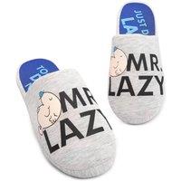 Mr. Men Men's Mr Lazy Adult Grey Mule Slippers