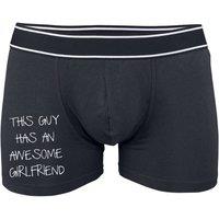 60 SECOND MAKEOVER Men's Mens Black This Guy Has An Awesome Girlfriend Boxers | Size: 2XL