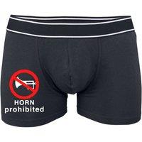 60 SECOND MAKEOVER Men's Mens Black Funny Boxers Horn Prohibited Shorts Boxers | Size: Small
