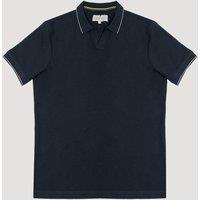 Larsson & Co Men's Waffle Open Collar Polo in Navy | Size: XL
